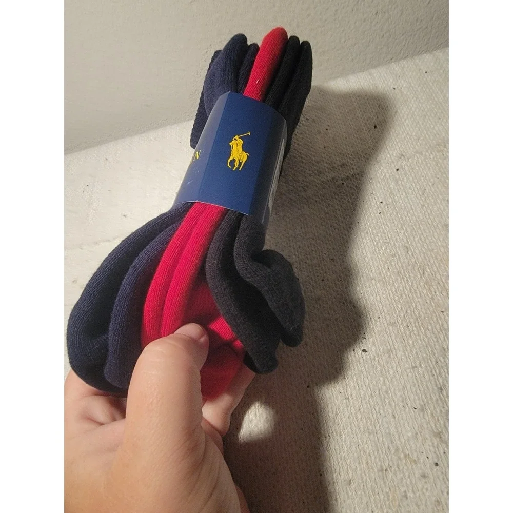 Polo Ralph Lauren 6-Pair Low‎ Cut Socks Black Red Blue Men's Shoe 6-12 1/2 NEW